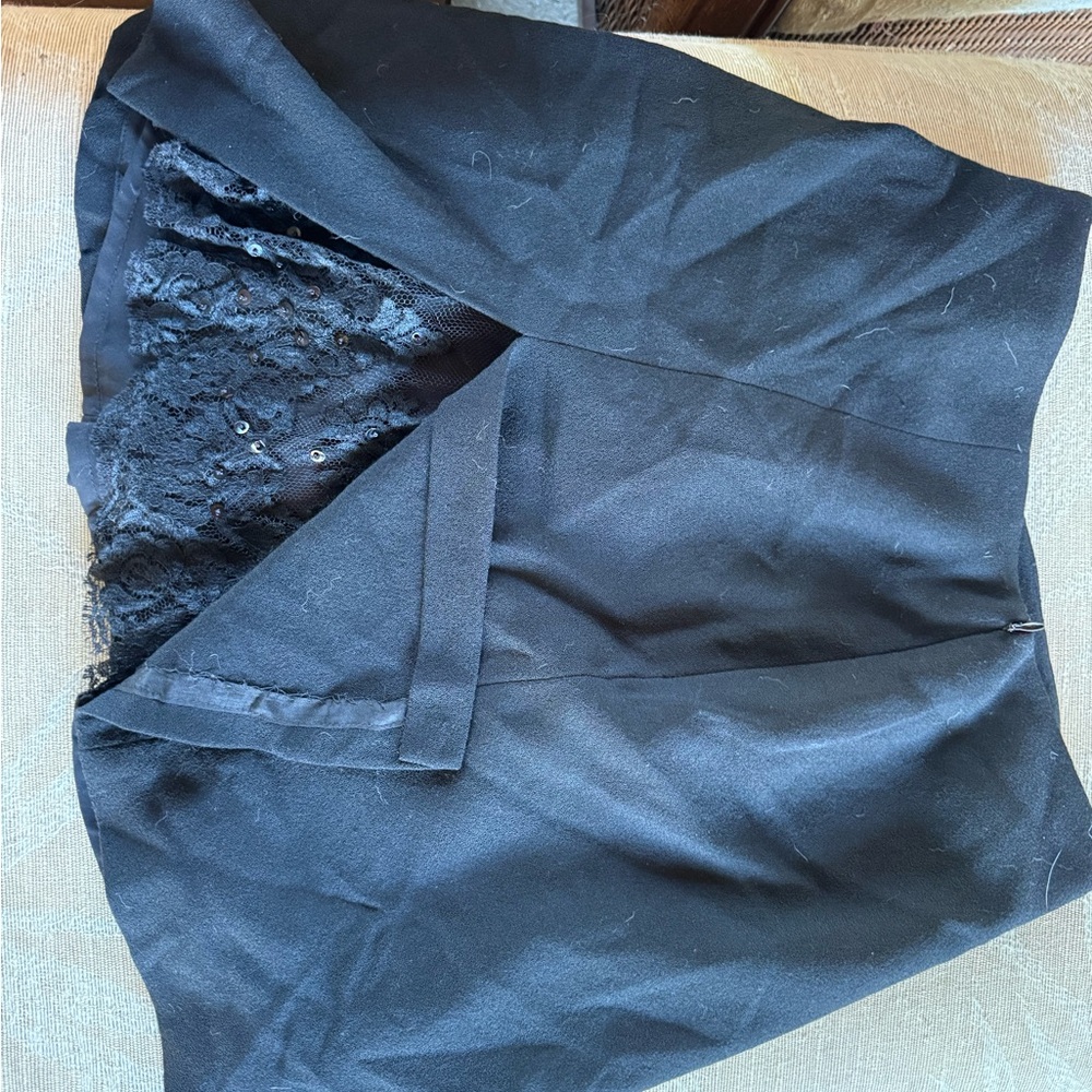 linda allard black peekaboo mini skirt